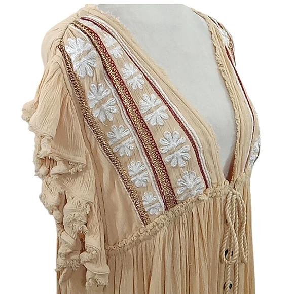 Free People Bali Will Wait For You Dress in Garbanzo Oversized Boho XS - Picture 15 of 16